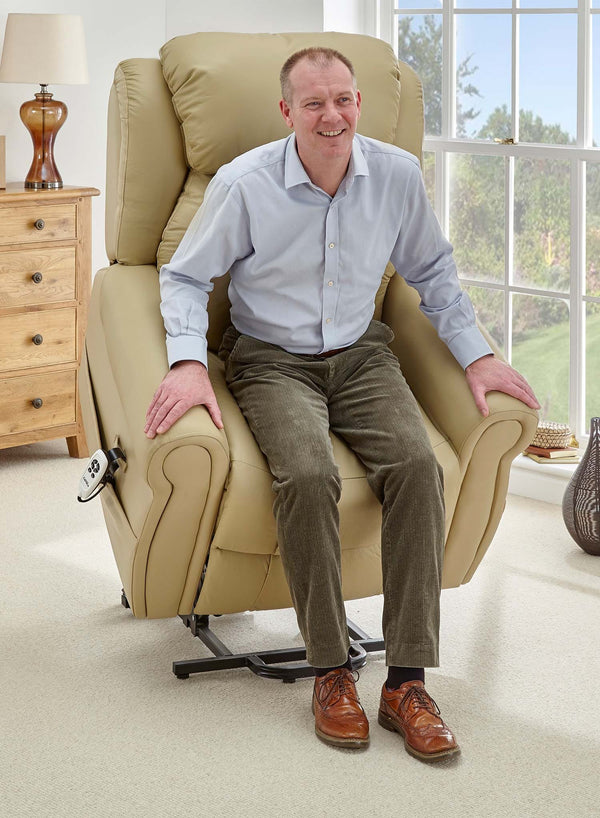 Lynton Riser Recliner with Heat & Massage in use