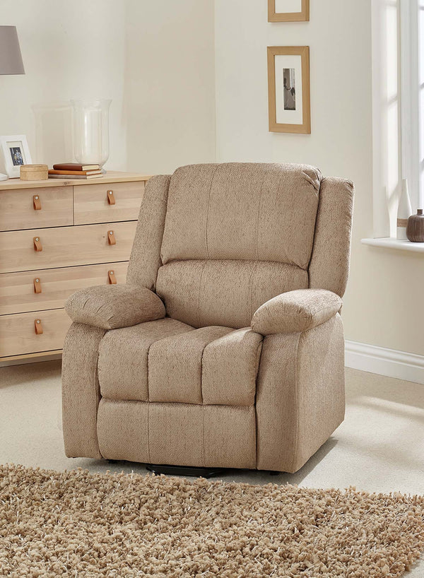 MaxiComfort Oasis Fabric Riser Recliner in use