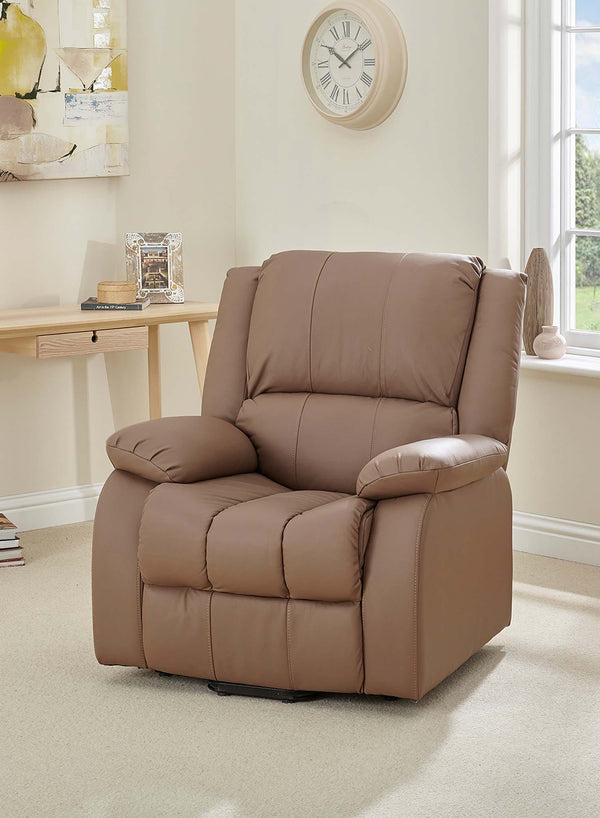 MaxiComfort Oasis Leather Riser Recliner in use