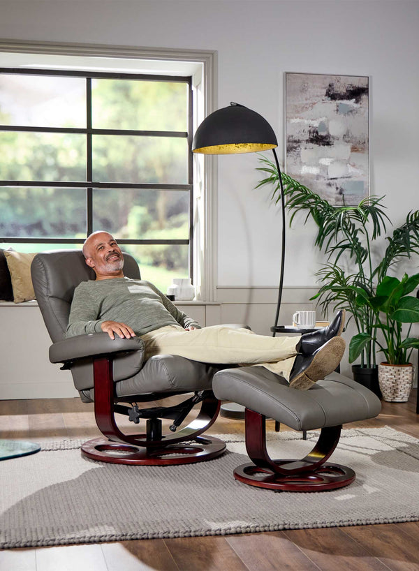 Toronto Heat and Massage Swivel Recliner in use