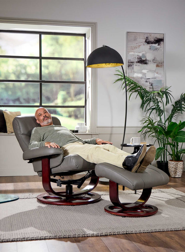Toronto Heat and Massage Swivel Recliner in use