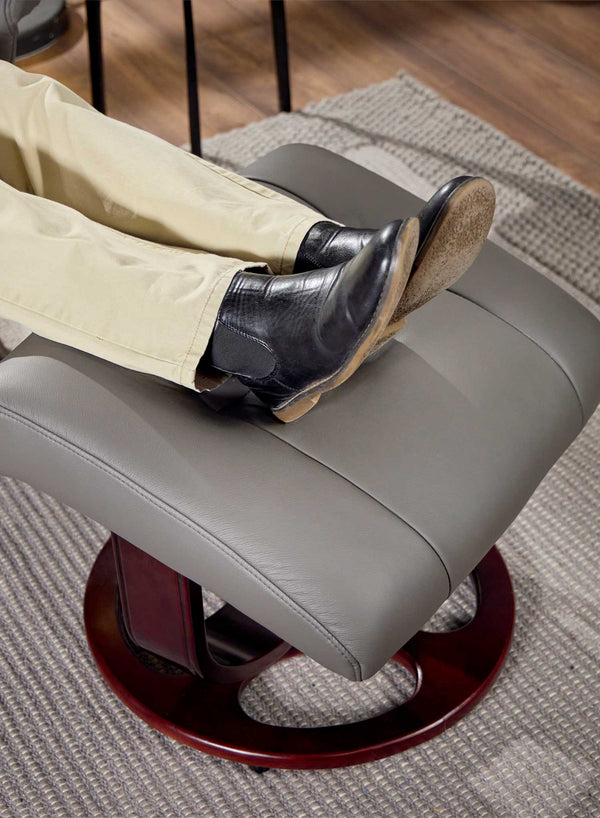 Toronto Heat and Massage Swivel Recliner in use