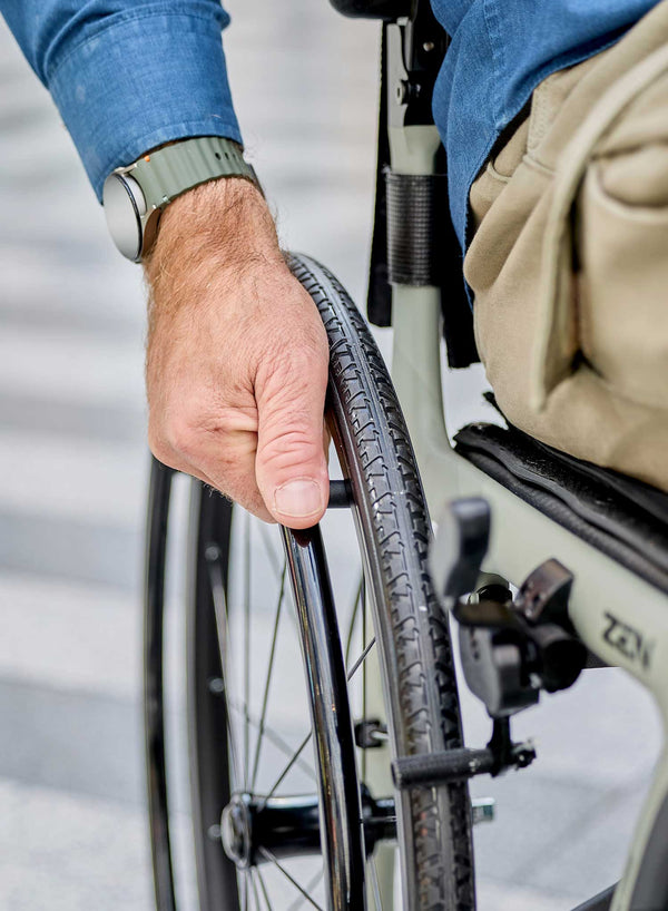 iConnect Zen Carbon Self Propelled Wheelchair in use