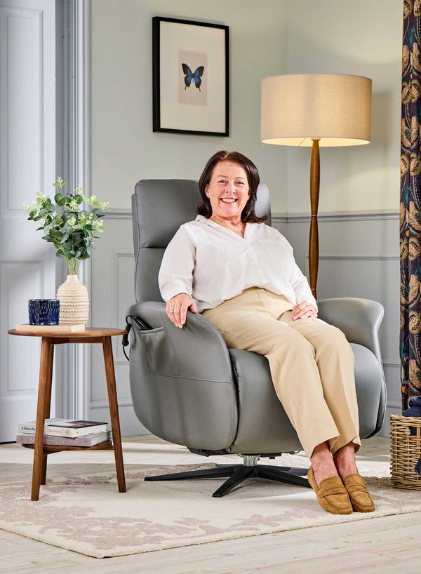 Belmont Swivel Riser Recliner in use
