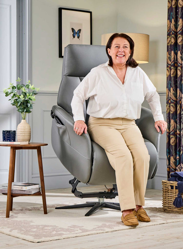 Belmont Swivel Riser Recliner in use