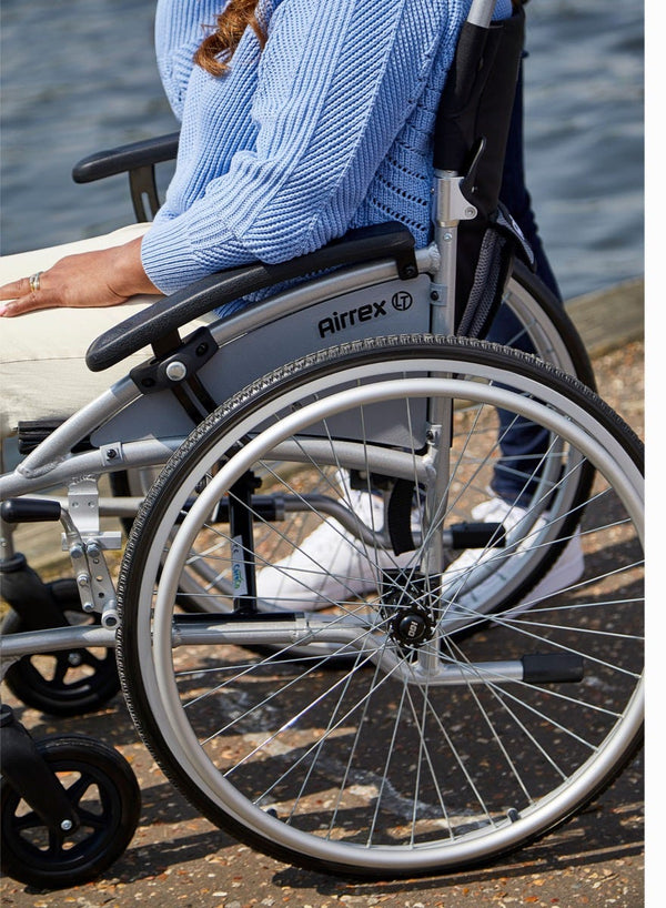 I-GO Airrex LT Self Propelled Wheelchair - 18" in use
