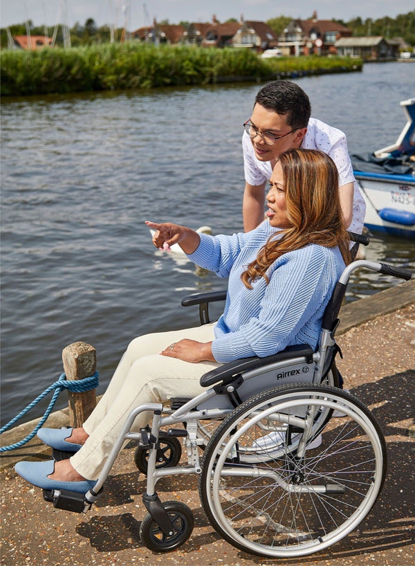 I-GO Airrex LT Self Propelled Wheelchair - 18" in use