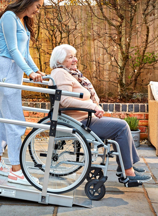 I-GO Airrex LT Self Propelled Wheelchair - 18" in use