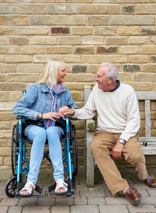 CareCo Graviti Self-Propelled Wheelchair in use