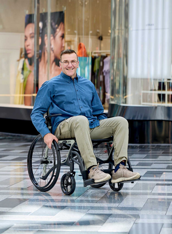 iConnect Zen Carbon Self Propelled Wheelchair in use