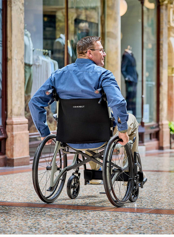 iConnect Zen Carbon Self Propelled Wheelchair in use
